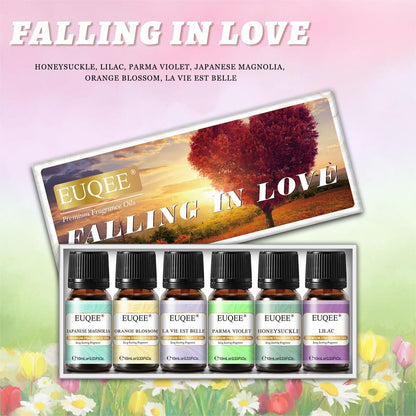 EUQEE Premium Floral Fragrance Oils Set 6x10ml – Diffuser & DIY Candle