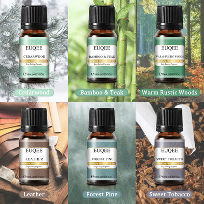 EUQEE Fragrance Oils Gift Set - Premium Woody Scents 6x10ml