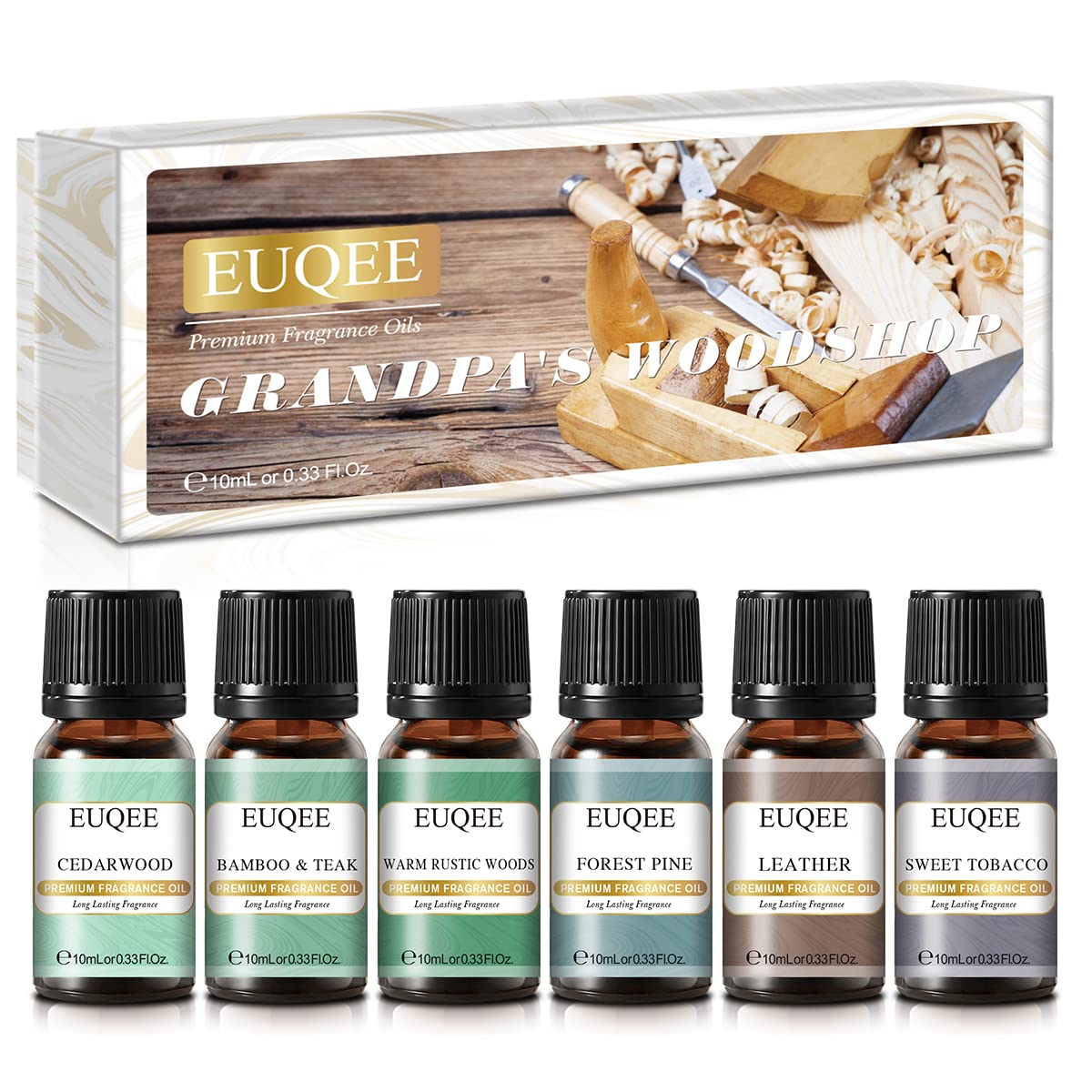 EUQEE Fragrance Oils Gift Set - Premium Woody Scents 6x10ml