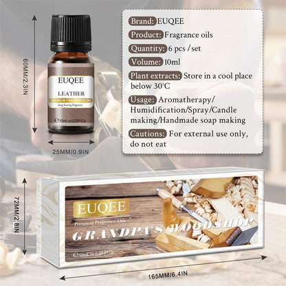 EUQEE Fragrance Oils Gift Set - Premium Woody Scents 6x10ml