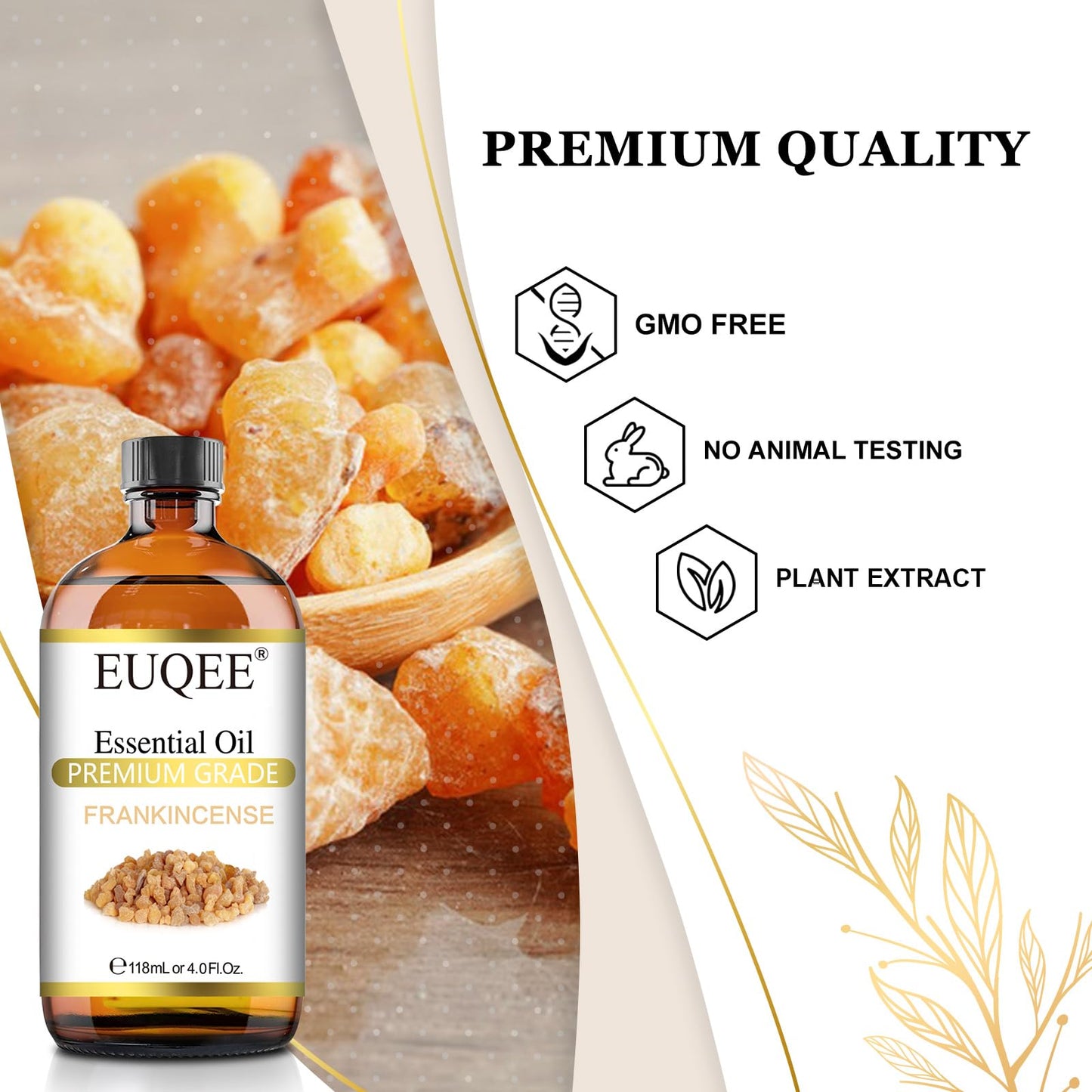 EUQEE Frankincense Essential Oil 118ml (4 fl oz) – Pure Oil with Glass Dropper