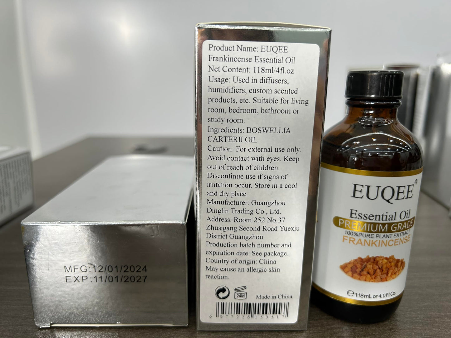 EUQEE Frankincense Essential Oil 118ml (4 fl oz) – Pure Oil with Glass Dropper