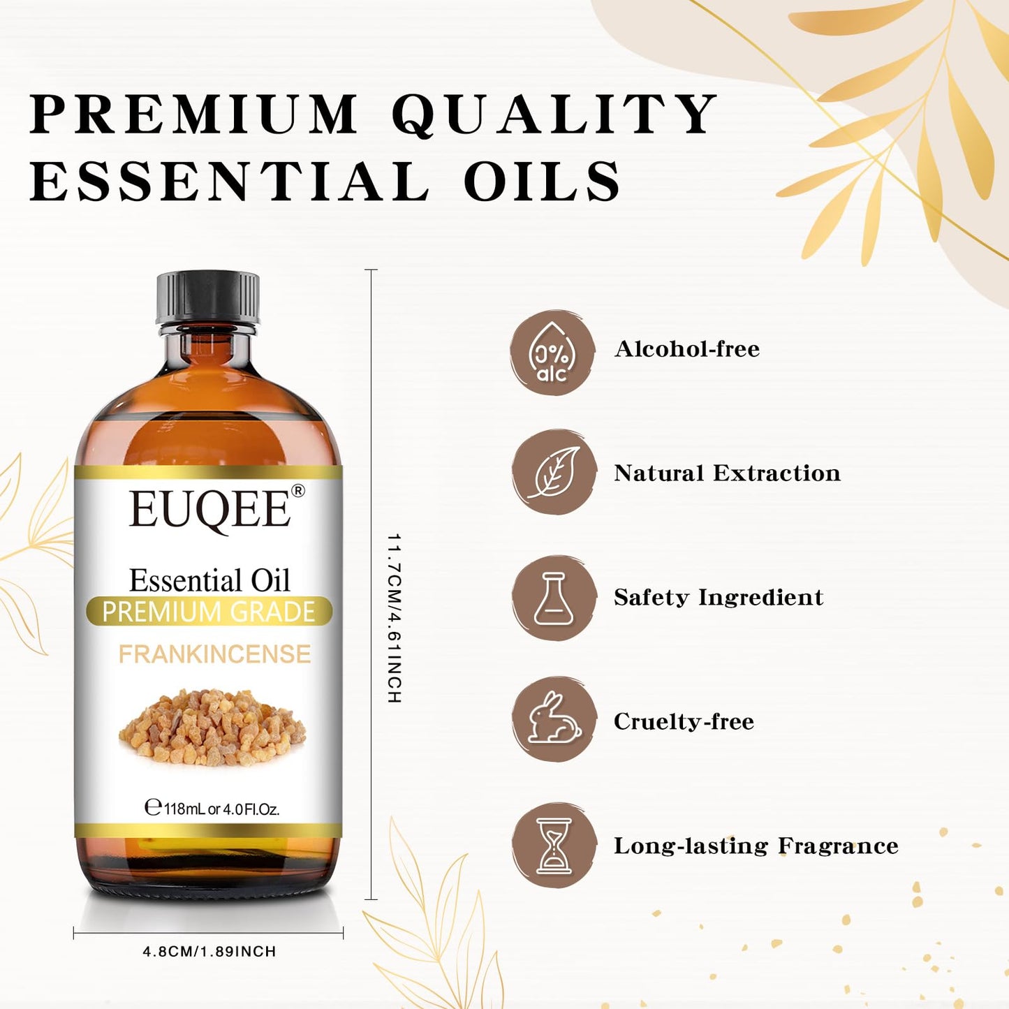 EUQEE Frankincense Essential Oil 118ml (4 fl oz) – Pure Oil with Glass Dropper