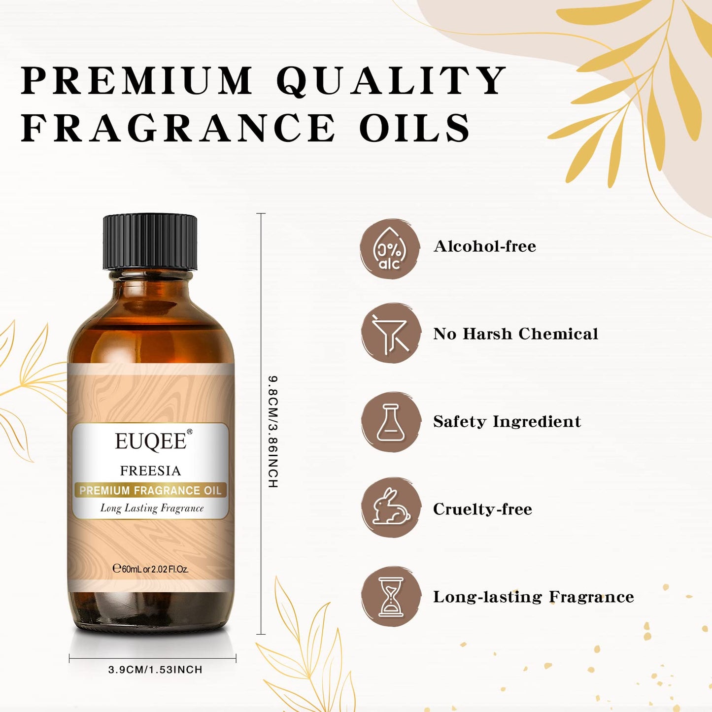 EUQEE Freesia Fragrance Oil 60ml Essential Oil with Glass Dropper