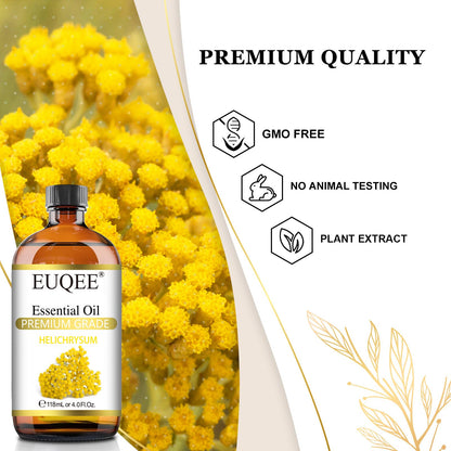 EUQEE Helichrysum Essential Oil 4 oz/118 ml – Amber Glass Dropper Bottle