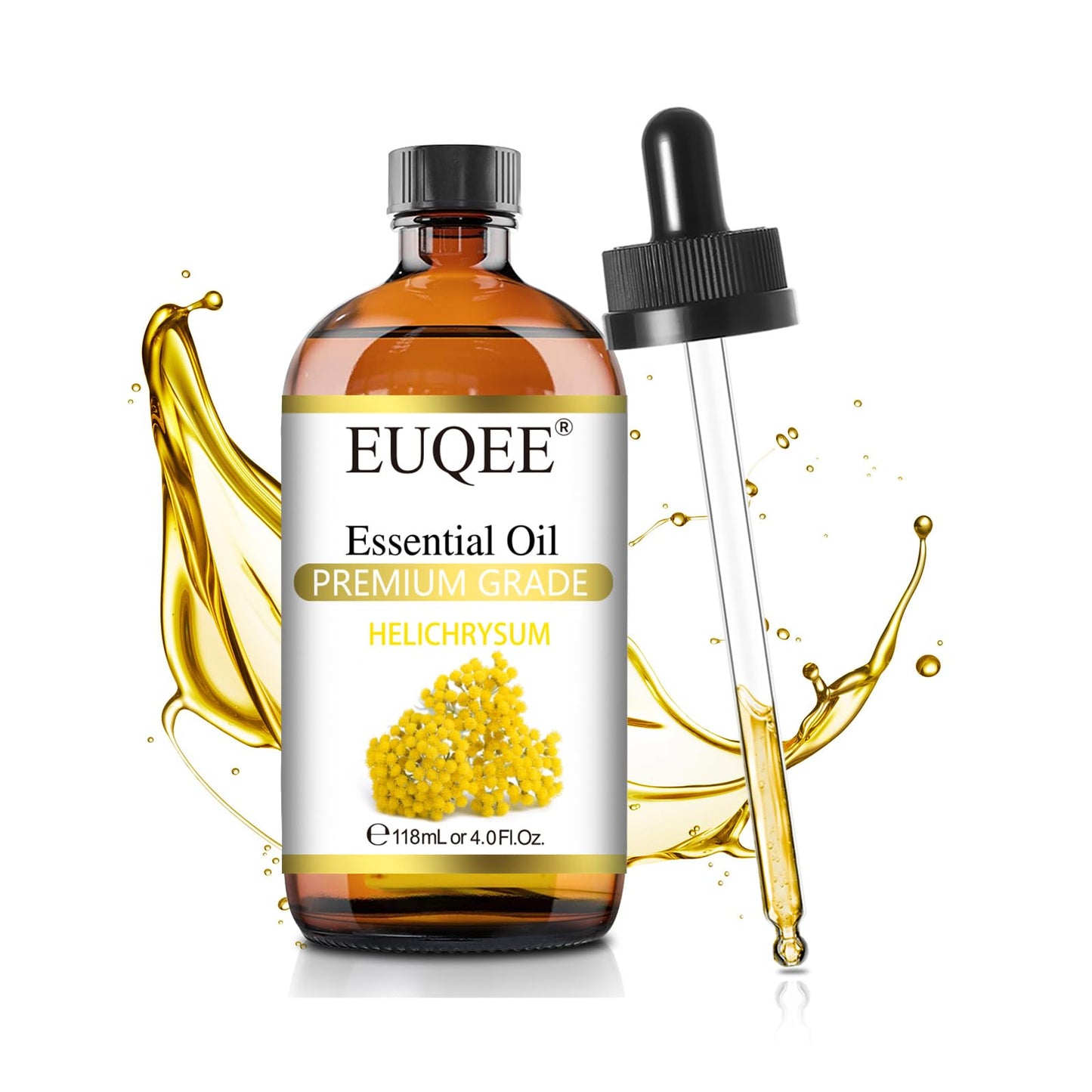 EUQEE Helichrysum Essential Oil 4 oz/118 ml – Amber Glass Dropper Bottle