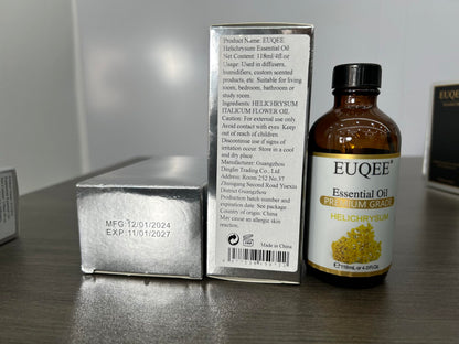 EUQEE Helichrysum Essential Oil 4 oz/118 ml – Amber Glass Dropper Bottle