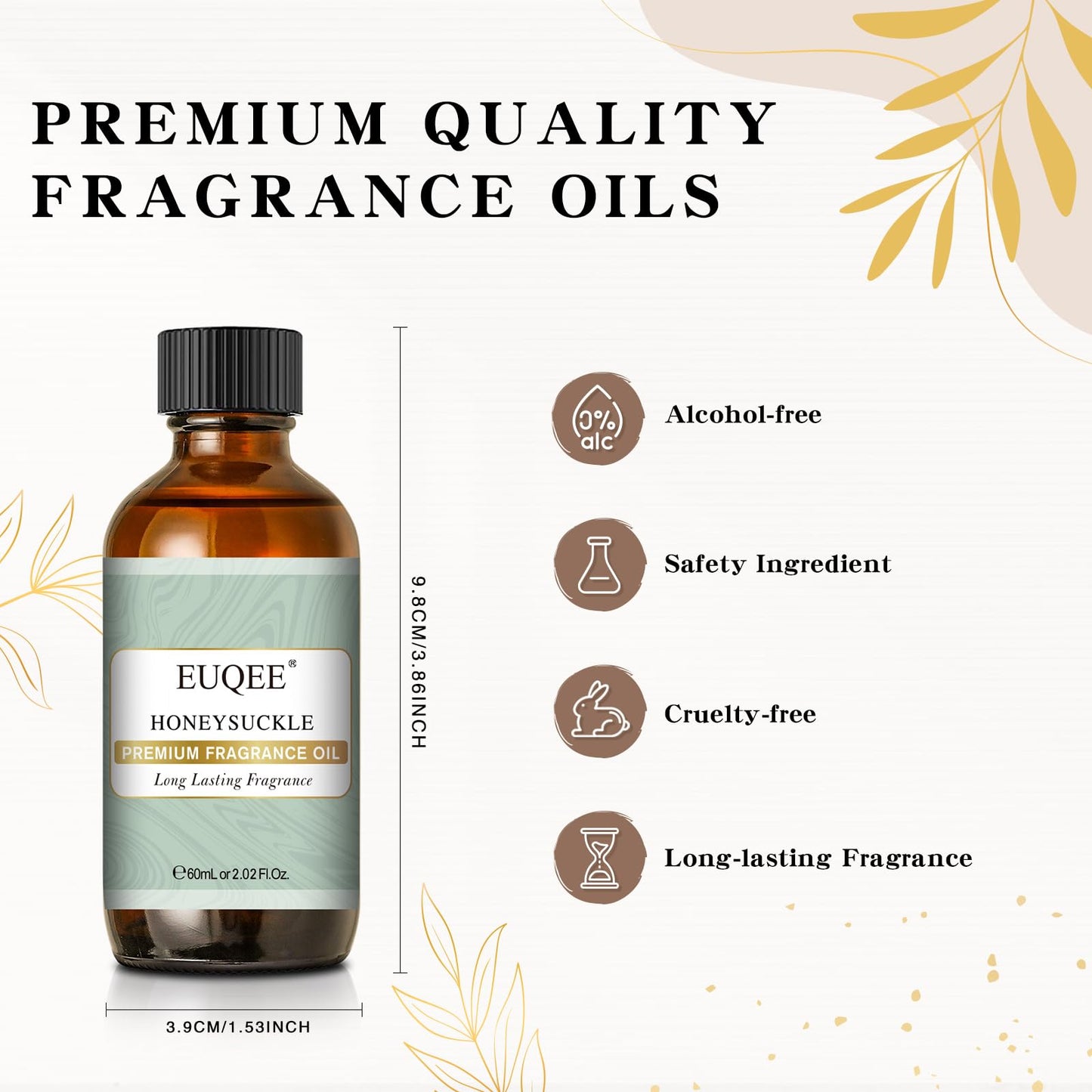 EUQEE Honeysuckle Fragrance Oil 60ml – Premium Glass Bottle Dropper