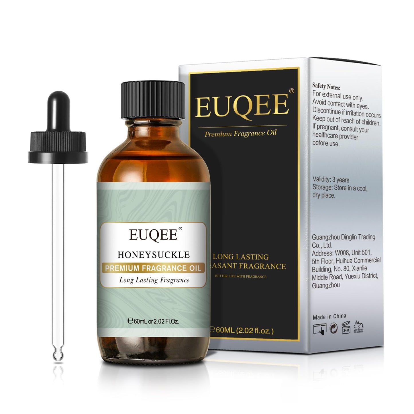 EUQEE Honeysuckle Fragrance Oil 60ml – Premium Glass Bottle Dropper