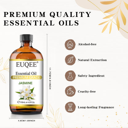 EUQEE Jasmine Essential Oil 118ml – Premium Jasmine Oil for Aromatherapy, Diffuser, DIY Soap & Candle Making (4 Fl Oz)