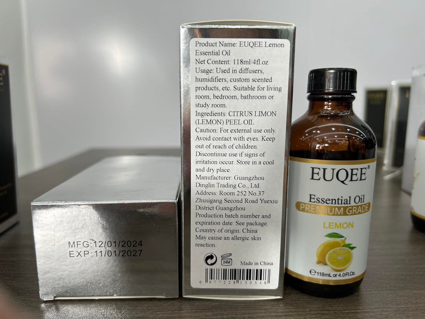 EUQEE Lemon Essential Oil with Glass Dropper – Aromatherapy & DIY (4 oz / 118 mL)