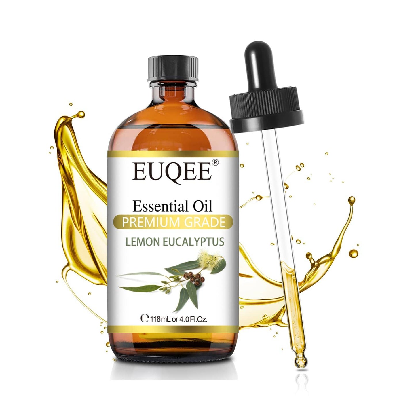 EUQEE Lemon Eucalyptus Essential Oil – 118ml / 4 Fl Oz with Glass Dropper