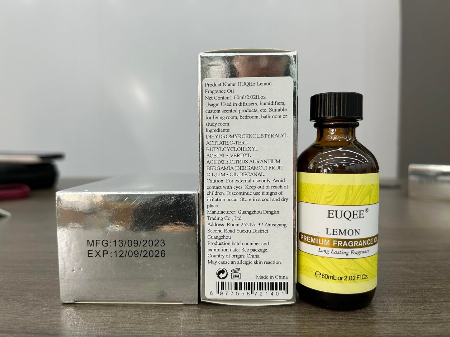 EUQEE Lemon Fragrance Oil – Premium Essential Oil with Glass Dropper, 60 ml (2.02 fl oz) for Diffusers, Bath Bombs, and Candles