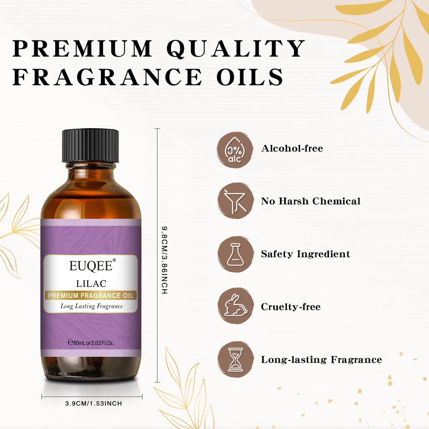 EUQEE Lilac Fragrance Oil 60ml | 2.02 Fl oz – Premium Lilac Scented Oil with Glass Dropper