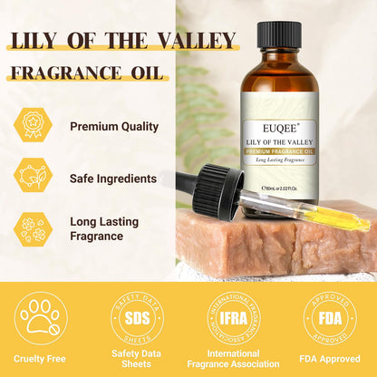 EUQEE Lily of the Valley Fragrance Oil 60ml – Premium Essential Oil with Glass Dropper