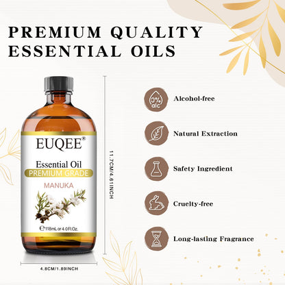 EUQEE Manuka Essential Oil 118ml – Glass Dropper, Skin Care & Diffuser