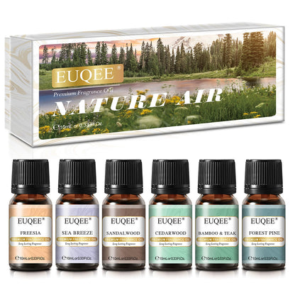 EUQEE Nature Air Premium Grade Scented Oils Gift Set - 6x10ml (Sea Breeze, Freesia, Bamboo & Teak, Cedarwood, Forest Pine, Sandalwood)
