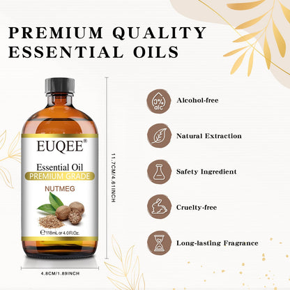 EUQEE Nutmeg Essential Oil 118ml – Aromatherapy Oil with Dropper