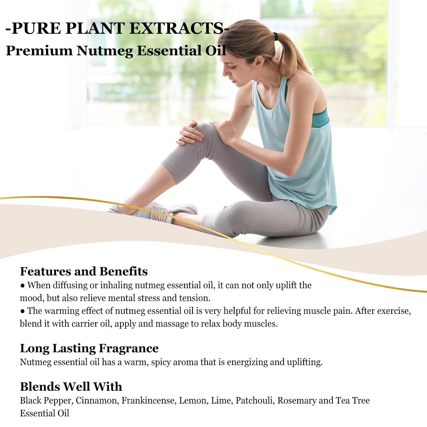 EUQEE Nutmeg Essential Oil 118ml – Aromatherapy Oil with Dropper