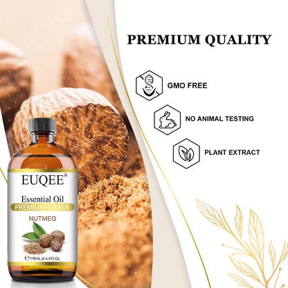 EUQEE Nutmeg Essential Oil 118ml – Aromatherapy Oil with Dropper