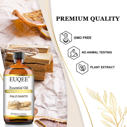 EUQEE Palo Santo Essential Oil 118mL (4 Fl. Oz) – Pure Oil with Glass Dropper