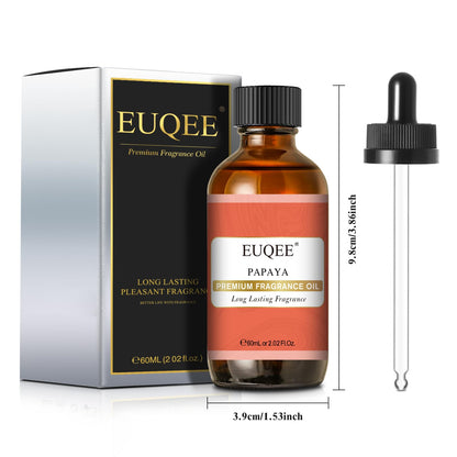 EUQEE Papaya Fragrance Oil – Premium Essential Oil with Glass Dropper (2.02 fl oz / 60 ml) for Aromatherapy, Soap & Candles