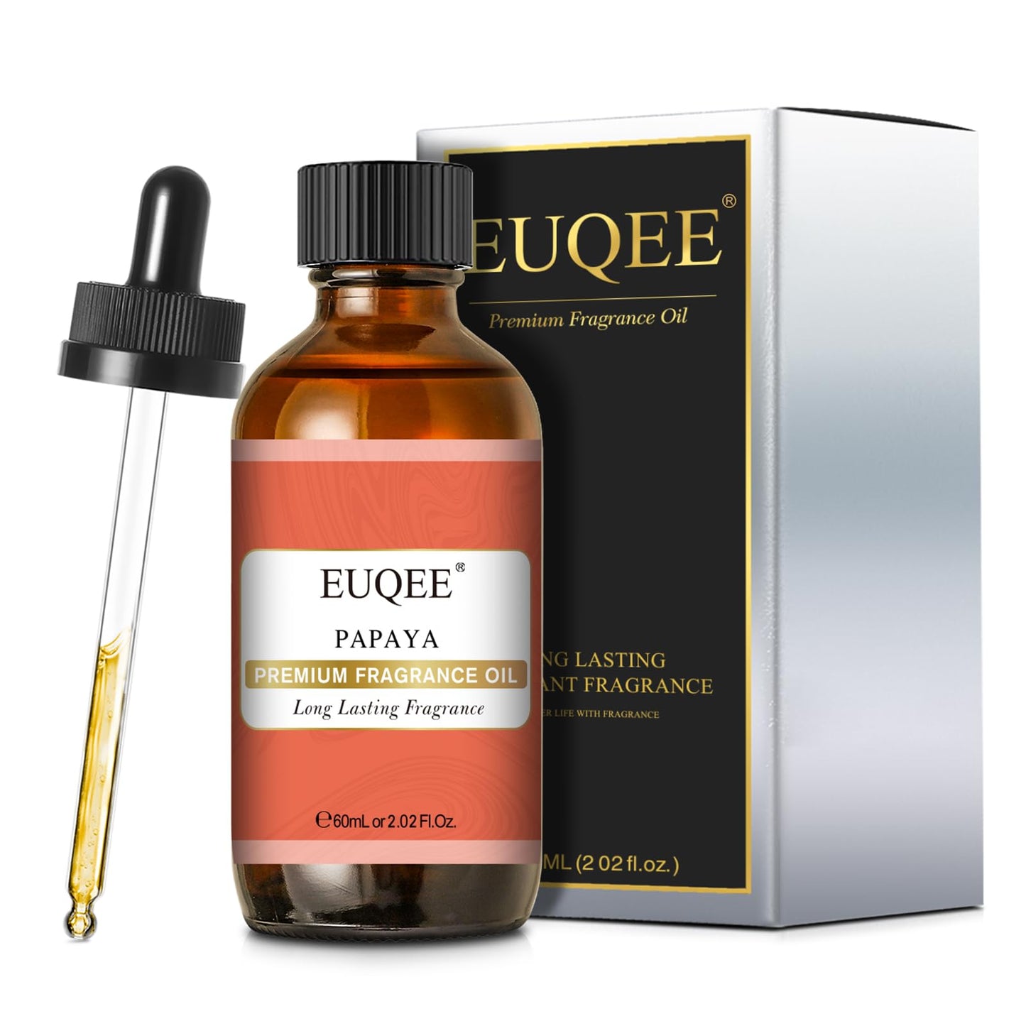 EUQEE Papaya Fragrance Oil – Premium Essential Oil with Glass Dropper (2.02 fl oz / 60 ml) for Aromatherapy, Soap & Candles