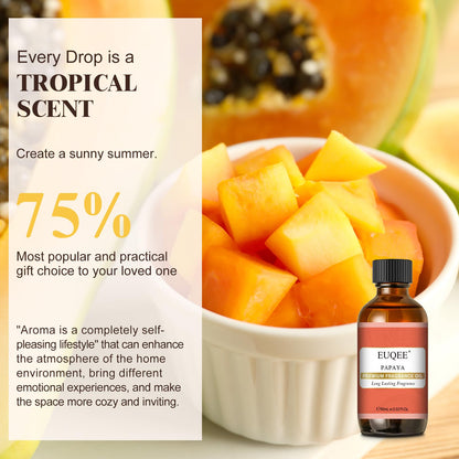 EUQEE Papaya Fragrance Oil – Premium Essential Oil with Glass Dropper (2.02 fl oz / 60 ml) for Aromatherapy, Soap & Candles