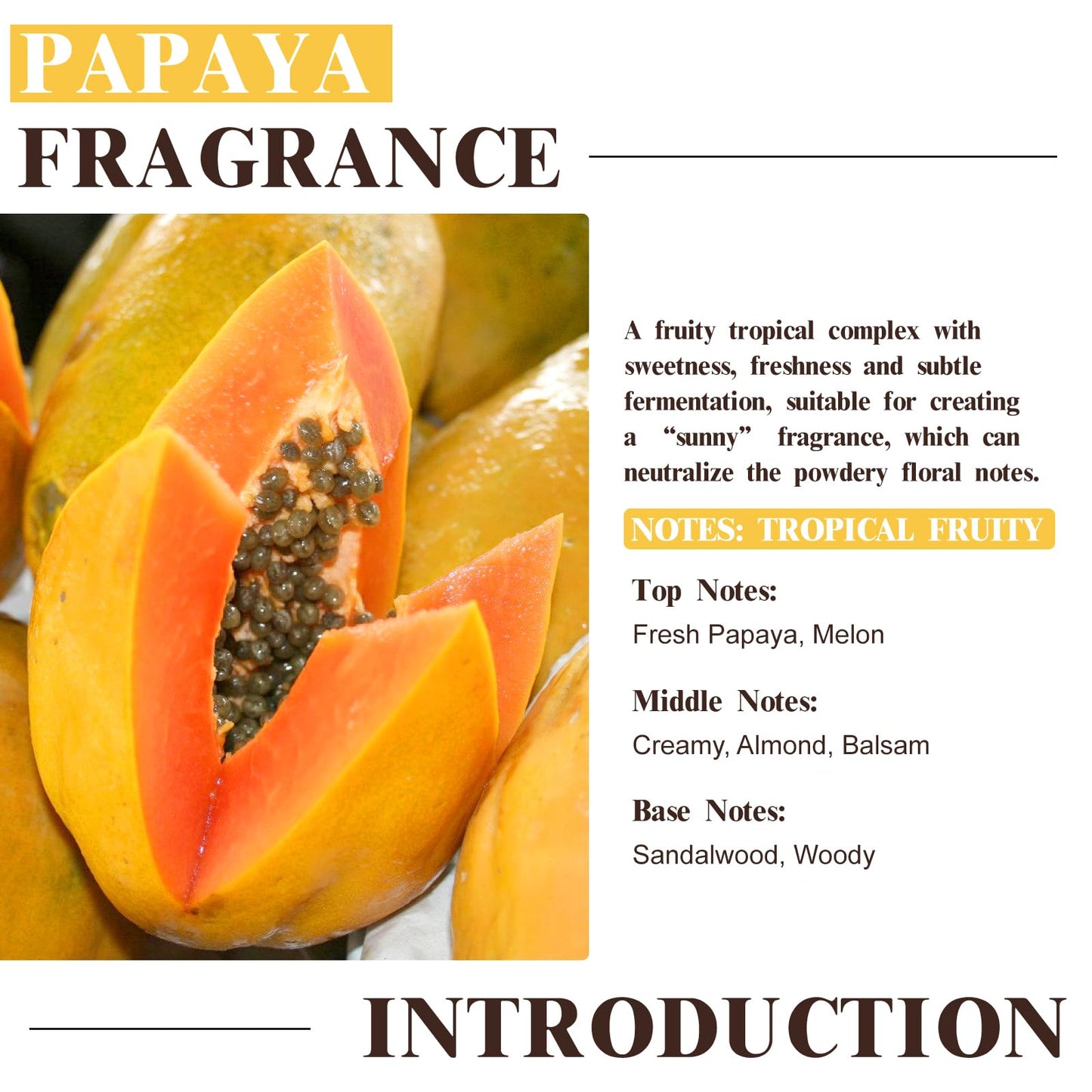 EUQEE Papaya Fragrance Oil – Premium Essential Oil with Glass Dropper (2.02 fl oz / 60 ml) for Aromatherapy, Soap & Candles