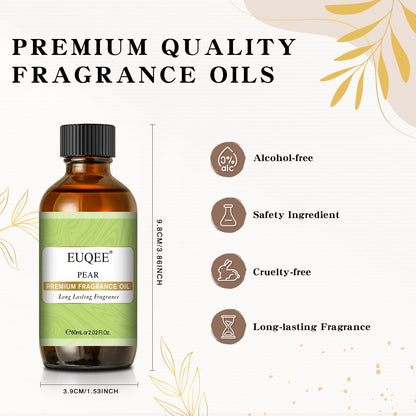 EUQEE Pear Fragrance Oil 60ml (2.02 Fl oz) – Premium Fragrance Oil for Soap, Candles, Diffusers, Aromatherapy