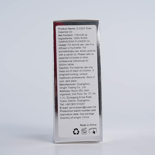 EUQEE Rose Essential Oil 118mL | Premium Oil with Glass Dropper for Diffuser, Soap & Candle Making