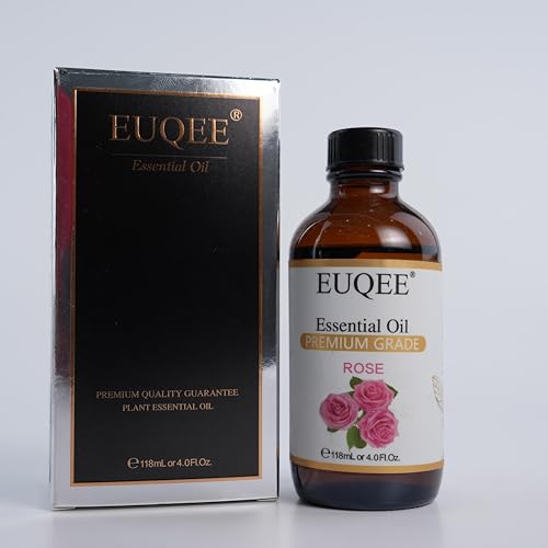 EUQEE Rose Essential Oil 118mL | Premium Oil with Glass Dropper for Diffuser, Soap & Candle Making