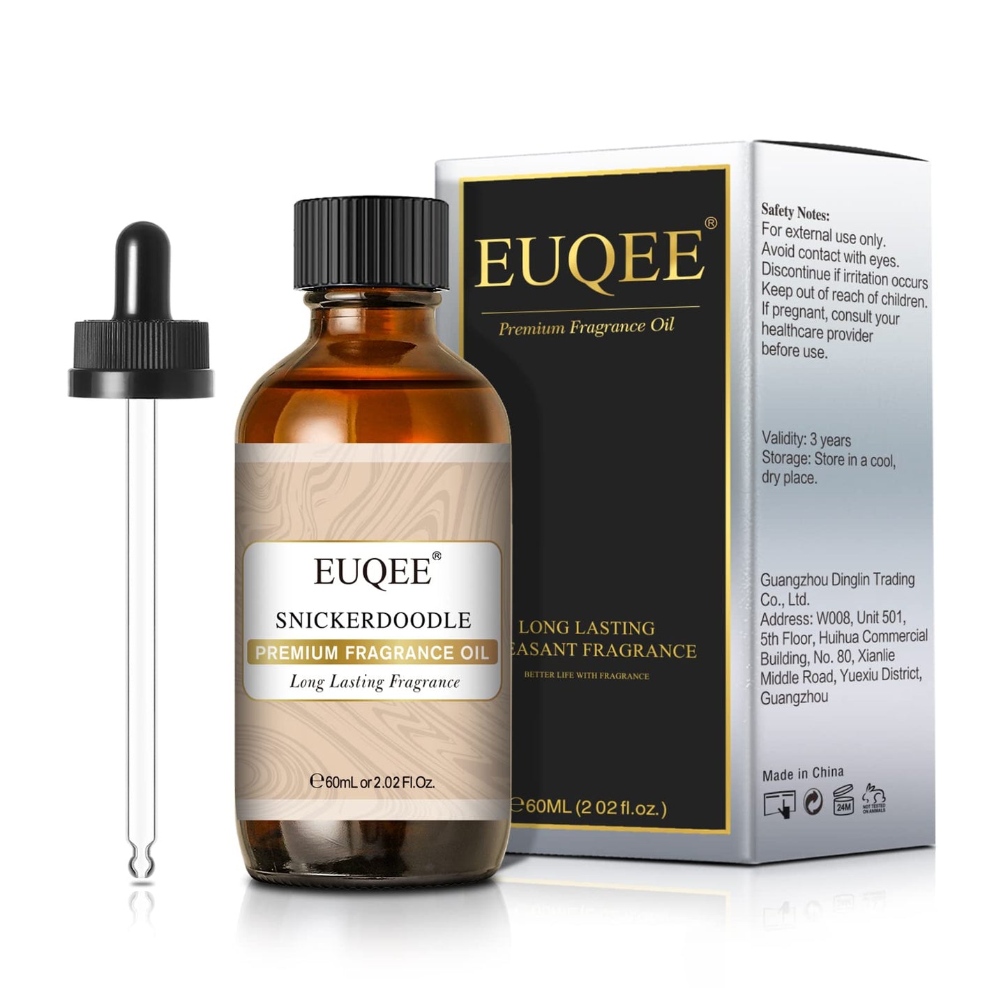 EUQEE Snickerdoodle Fragrance Oil – Premium Grade, 60 ml with Glass Dropper for Soap Making, Diffusers & Aromatherapy