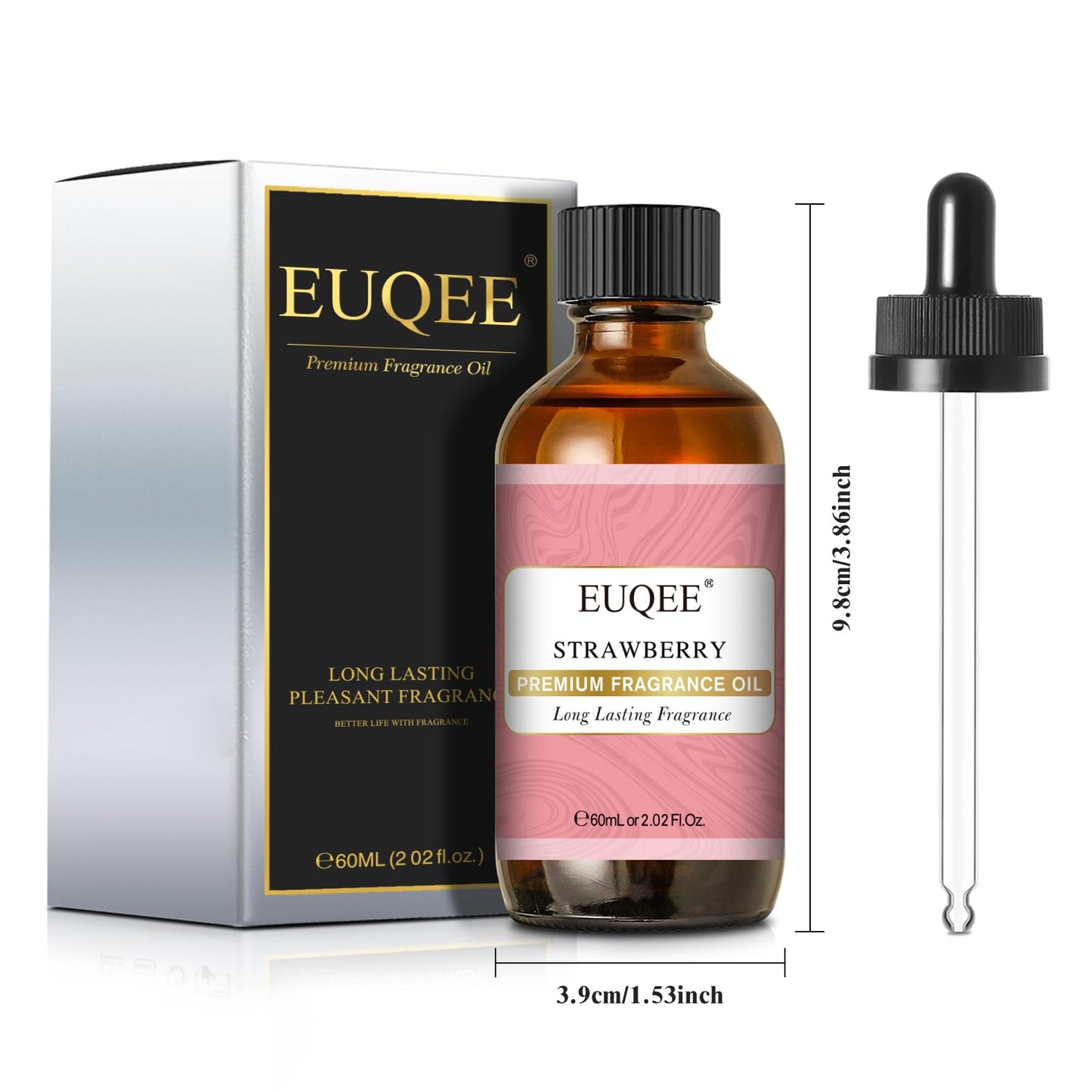 EUQEE 2.02 Fl oz Strawberry Fragrance Oil | Premium Strawberry Essential Oil with Glass Dropper – 60 ml