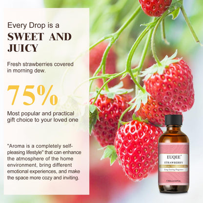 EUQEE 2.02 Fl oz Strawberry Fragrance Oil | Premium Strawberry Essential Oil with Glass Dropper – 60 ml