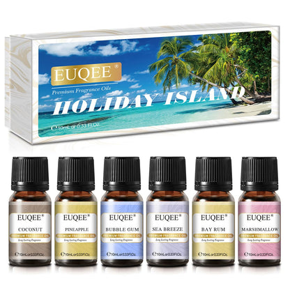 EUQEE Summer Fragrance Oil Gift Set – 6x10ml Holiday Island Aromatherapy Oils