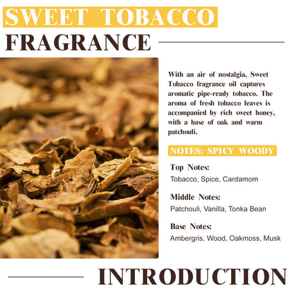 EUQEE Sweet Tobacco Fragrance Oil – 60ml (2.02 Fl oz) with Glass Dropper for Diffuser, Aromatherapy, Soap Making