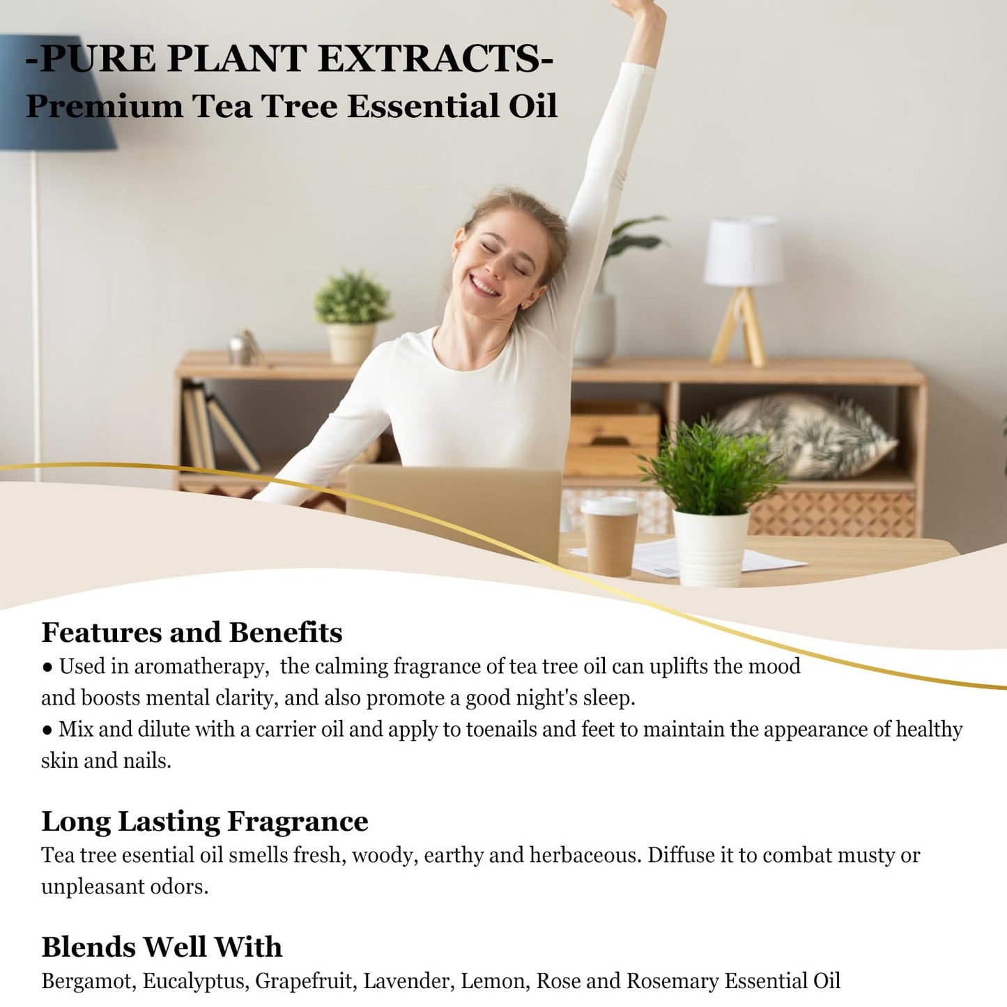EUQEE Tea Tree Essential Oil 4 oz (118 ml) with Glass Dropper – Aromatherapy, Diffuser & DIY Soap