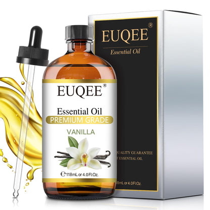 EUQEE Vanilla Essential Oil 118ml (4.0 Fl Oz) – Pure Vanilla Fragrance for Diffuser, Massage, DIY Soap & Candles