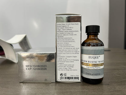 EUQEE Warm Rustic Woods Fragrance Oil – Premium 60ml with Glass Dropper (Diffuser, Candle & DIY Soap)