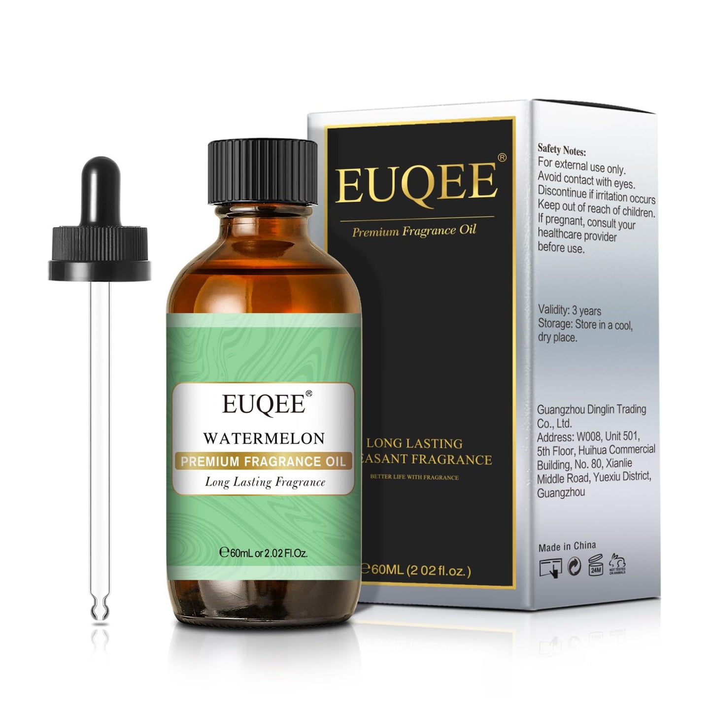 EUQEE Watermelon Fragrance Oil 60ml – Glass Dropper, Diffuser & Candle Making