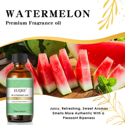 EUQEE Watermelon Fragrance Oil 60ml – Glass Dropper, Diffuser & Candle Making
