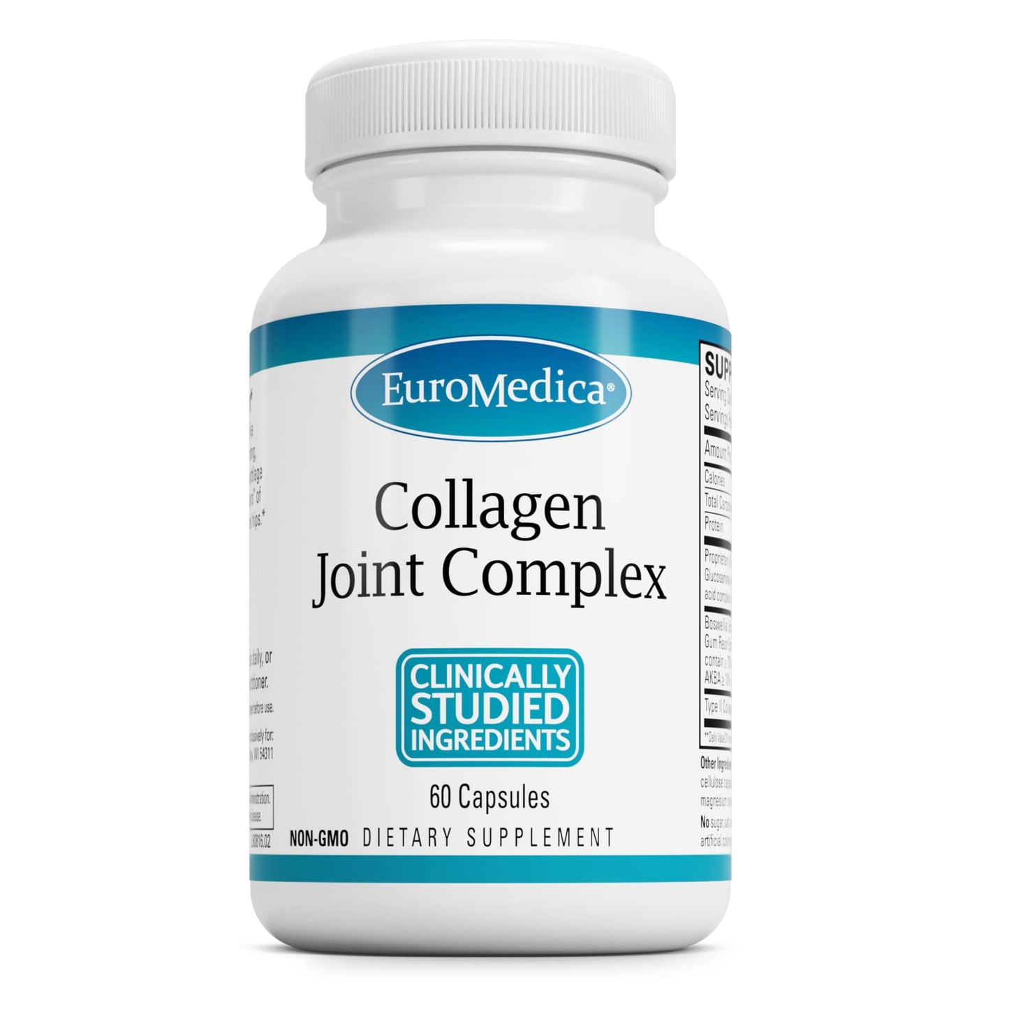 EuroMedica Collagen Joint Complex — Collagen Joint Support with Type II Collagen, Boswellia, Hyaluronic Acid | Lower Back & Knee Support - 60 Capsules