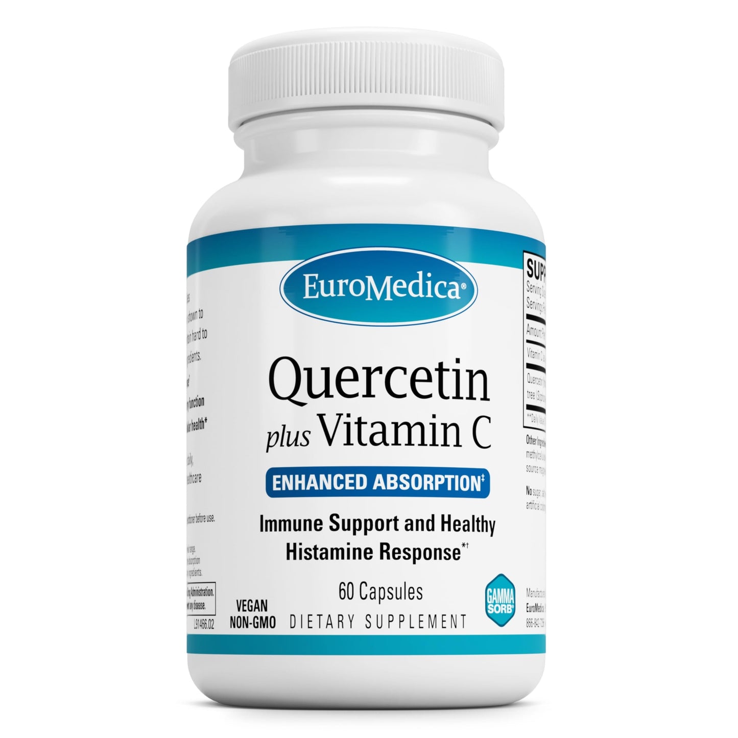 EuroMedica Quercetin Plus Vitamin C - Immune Support & Respiratory Health | 60 Capsules