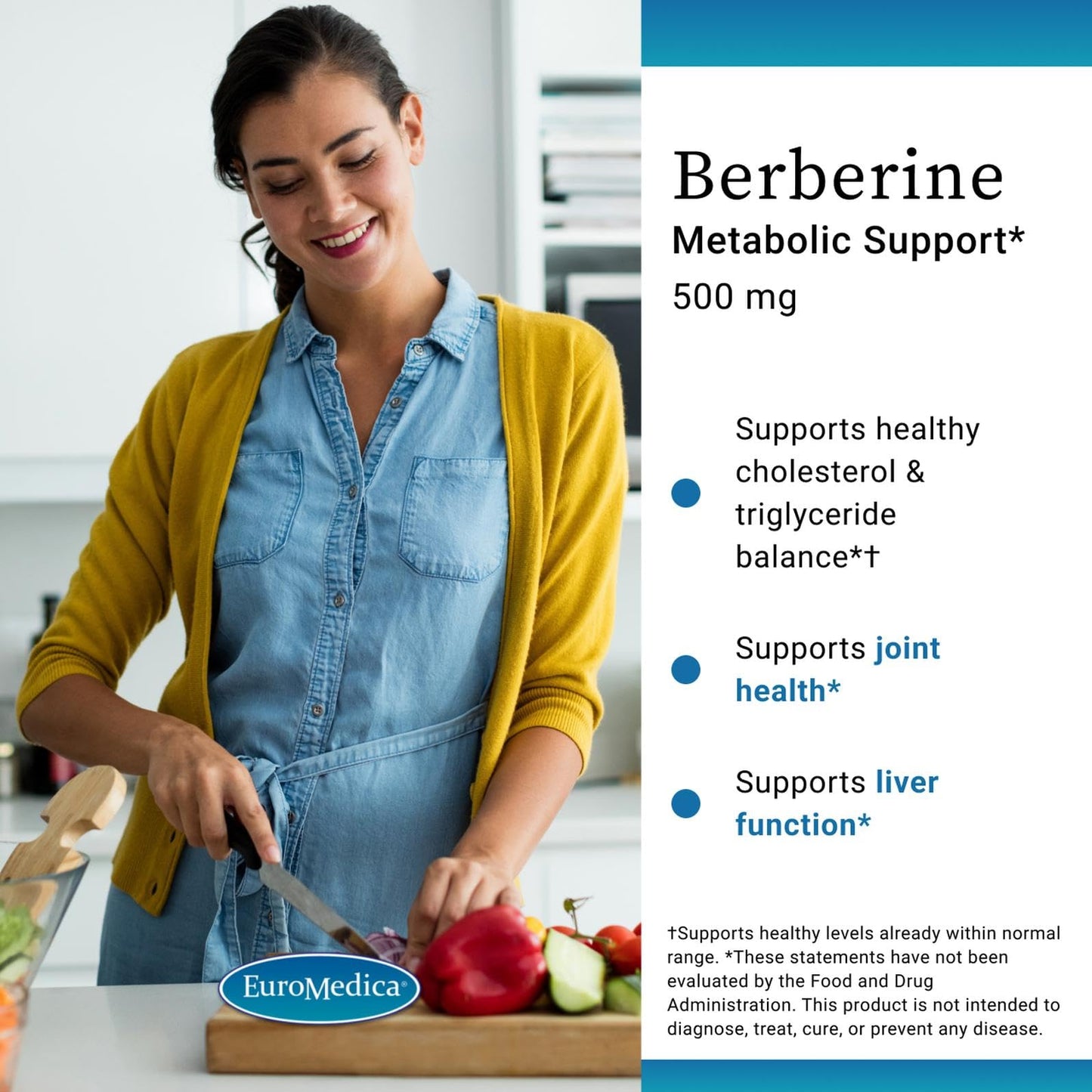 EuroMedica Berberine 500 mg – Brain & Liver Health Support – Vegan Capsules, 60 Count