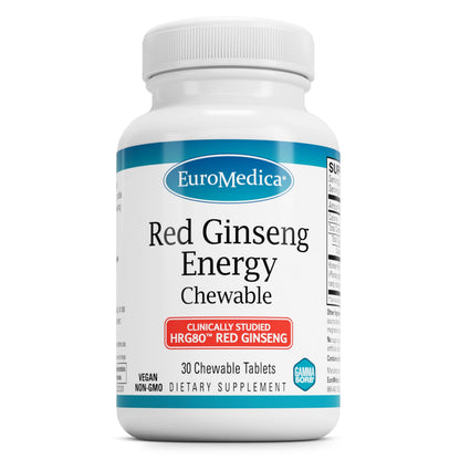 EuroMedica Red Ginseng Energy - Focus & Endurance - 30 Vegan Chewable Tablets