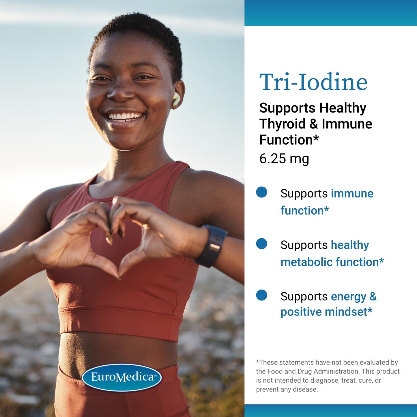 EuroMedica Tri-Iodine: Thyroid Support & Hormone Balance | 6.25 mg Iodine, 90 Capsules