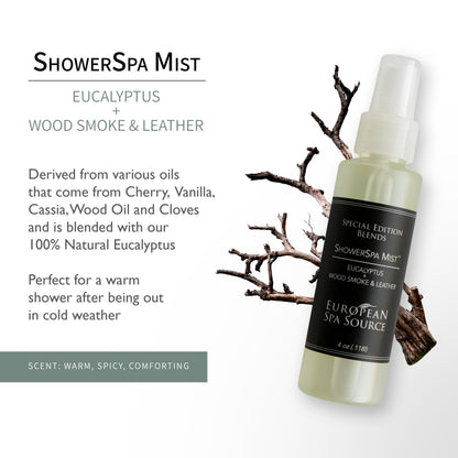 European Spa Source Special Edition – Eucalyptus, Wood Smoke & Leather Shower Spa Mist