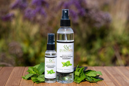 EuroSpa Aromatics Pure Eucalyptus Oil ShowerMist & Steam Room Spray – All-Natural, Menthol Infused, 8oz, 2 Pack