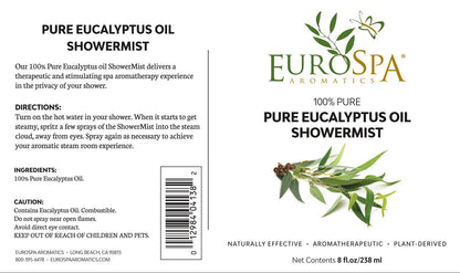 EuroSpa Aromatics Pure Eucalyptus Oil ShowerMist & Steam Room Spray – All-Natural Aromatherapy, 2oz